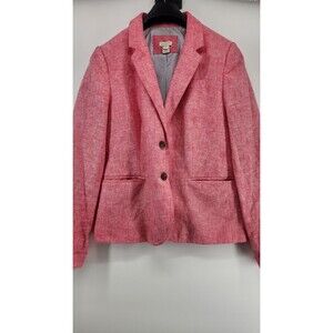 J Crew Women's Size 10 Red Heathered 2 Button Linen Blend Blazer Coat